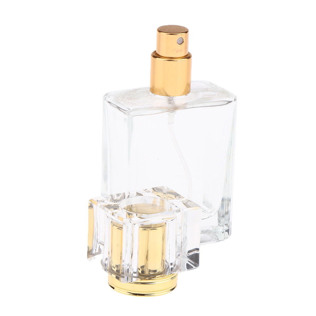 Empty Glass Perfume Fragrance Bottle Aftershave Spray Containers 50ml Golden Cap