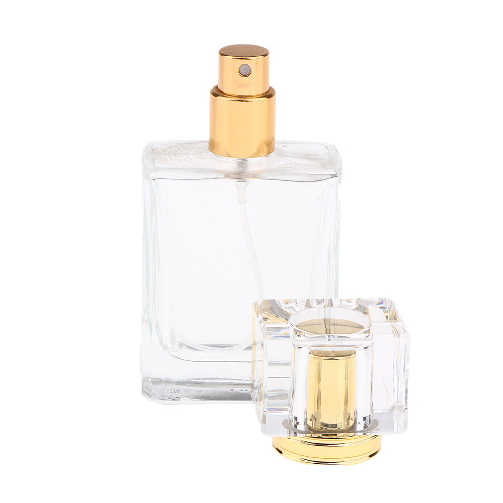 Empty Glass Perfume Fragrance Bottle Aftershave Spray Containers 50ml Golden Cap