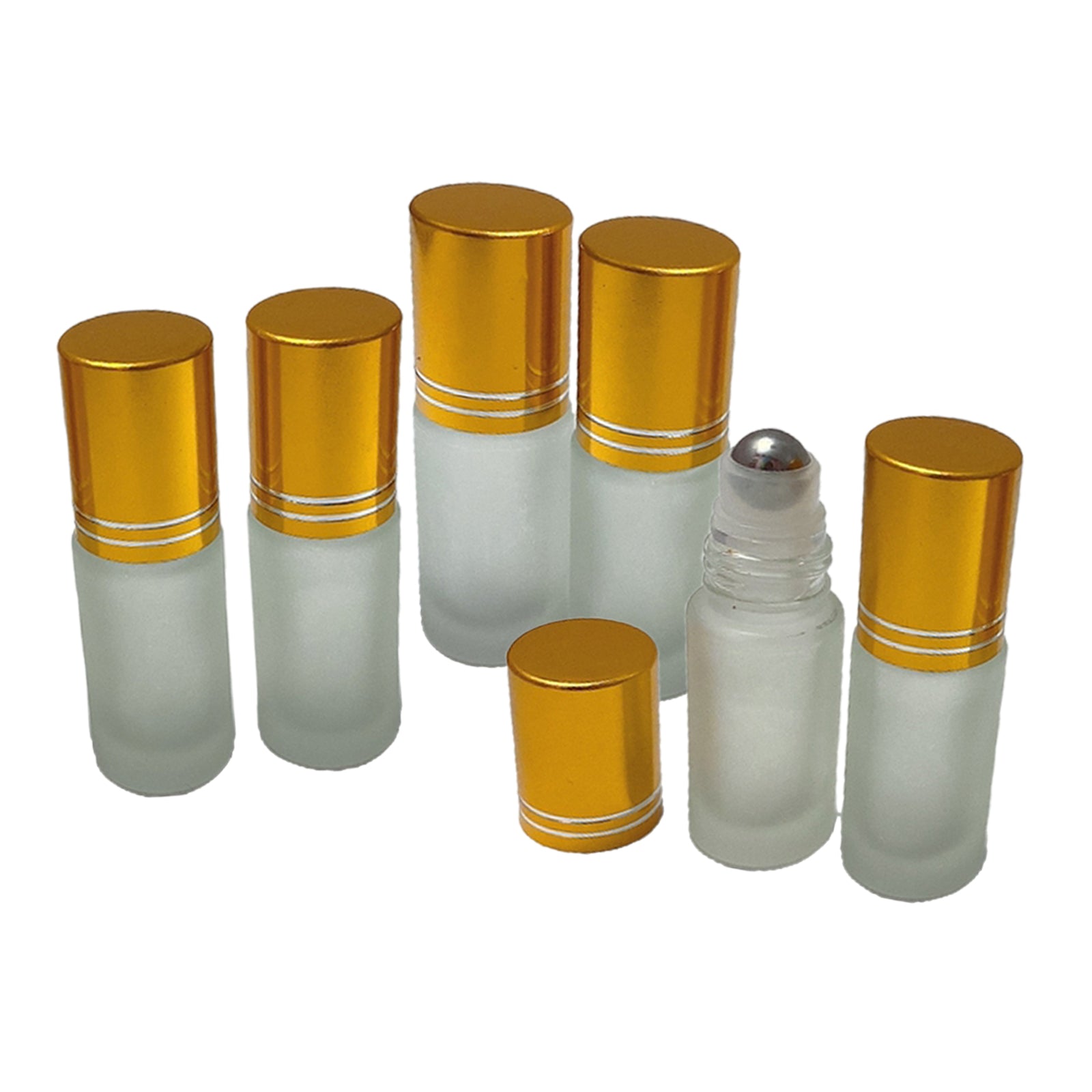 6Pcs Empty Perfume Essential Oil Roll on Bottles 5ml Mat Glass Roller Bottle Gold