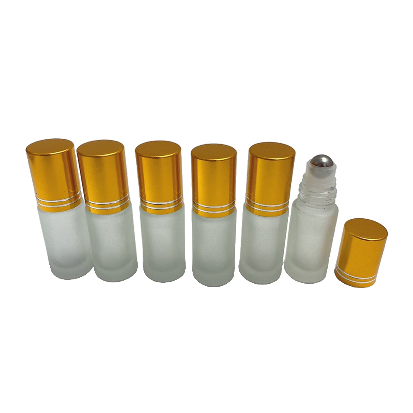 6Pcs Empty Perfume Essential Oil Roll on Bottles 5ml Mat Glass Roller Bottle Gold