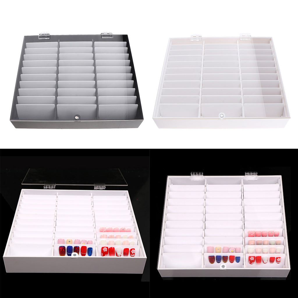 30Grids Acrylic Nail Tips Display Removable False Nail Art Storage Box White