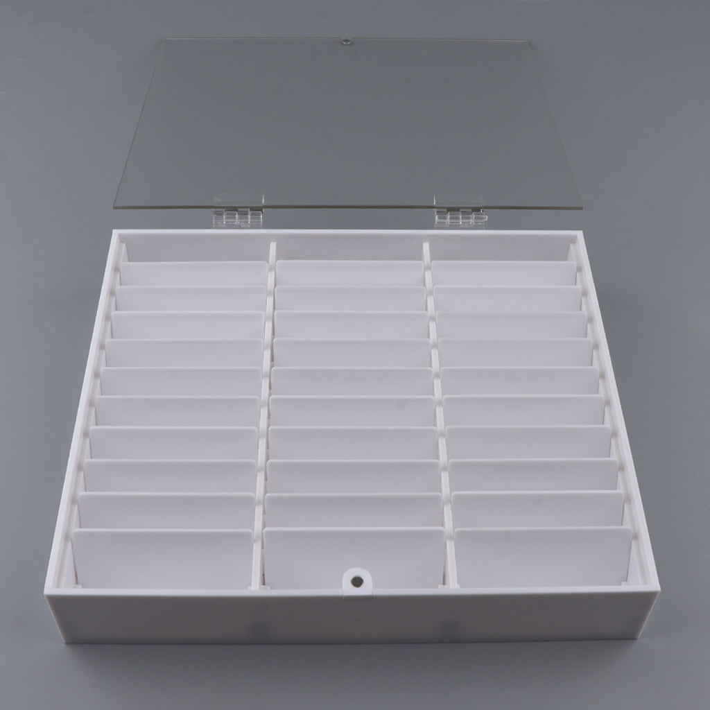 30Grids Acrylic Nail Tips Display Removable False Nail Art Storage Box White