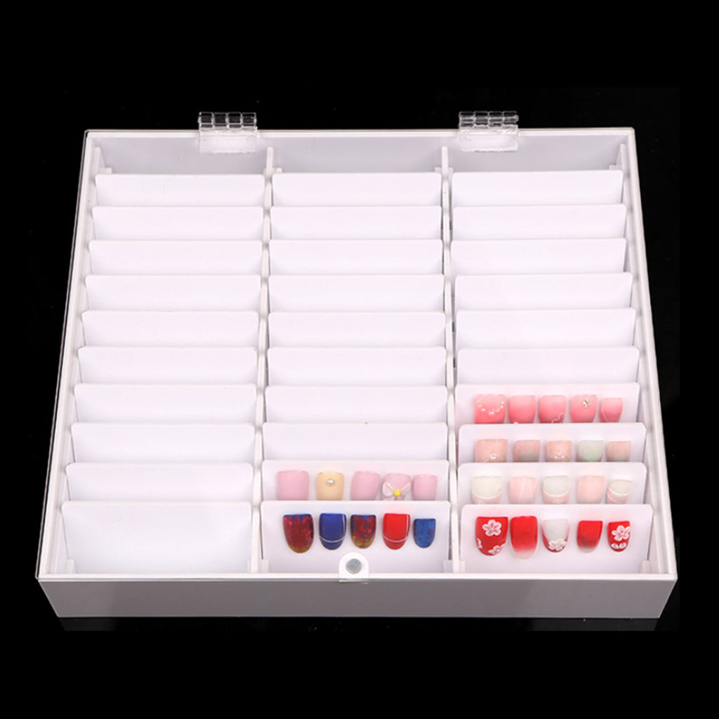 30Grids Acrylic Nail Tips Display Removable False Nail Art Storage Box White