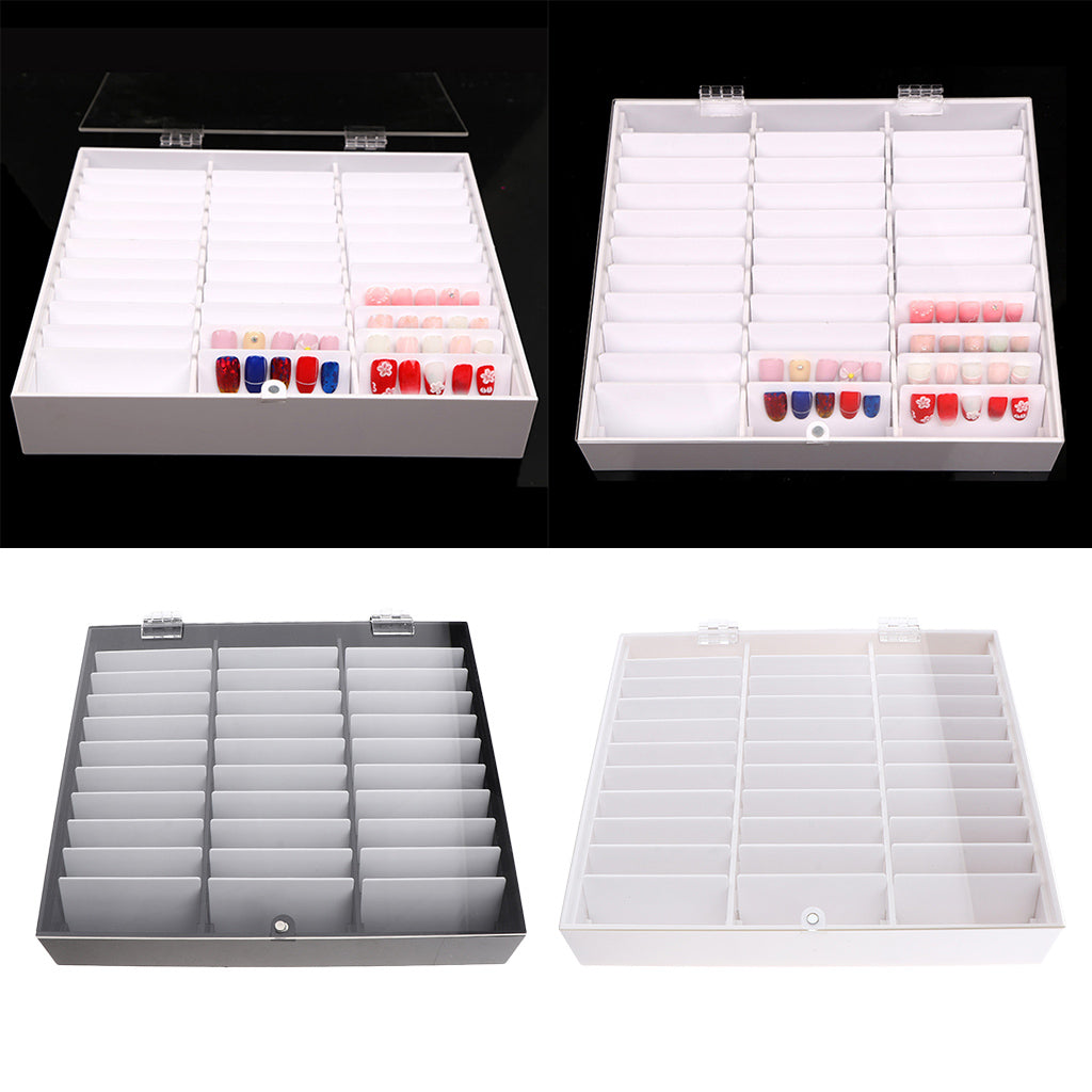 30Grids Acrylic Nail Tips Display Removable False Nail Art Storage Box White