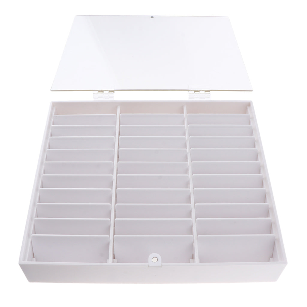 30Grids Acrylic Nail Tips Display Removable False Nail Art Storage Box White