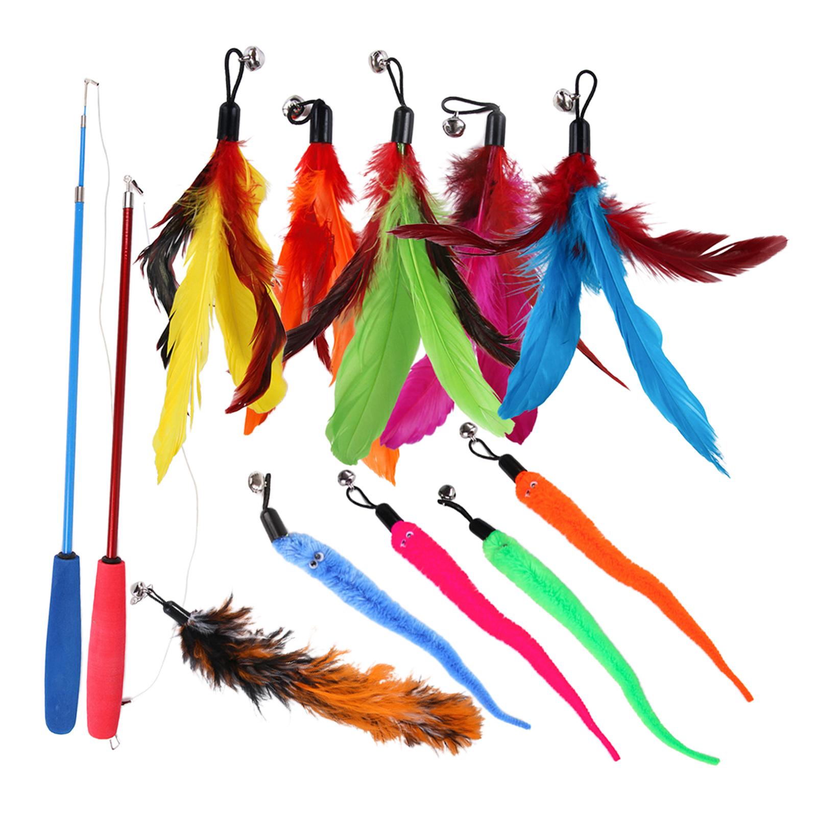 Funny Cat Feather Teaser Wand Toys with 10 Refills Training Toy Pet Supplies