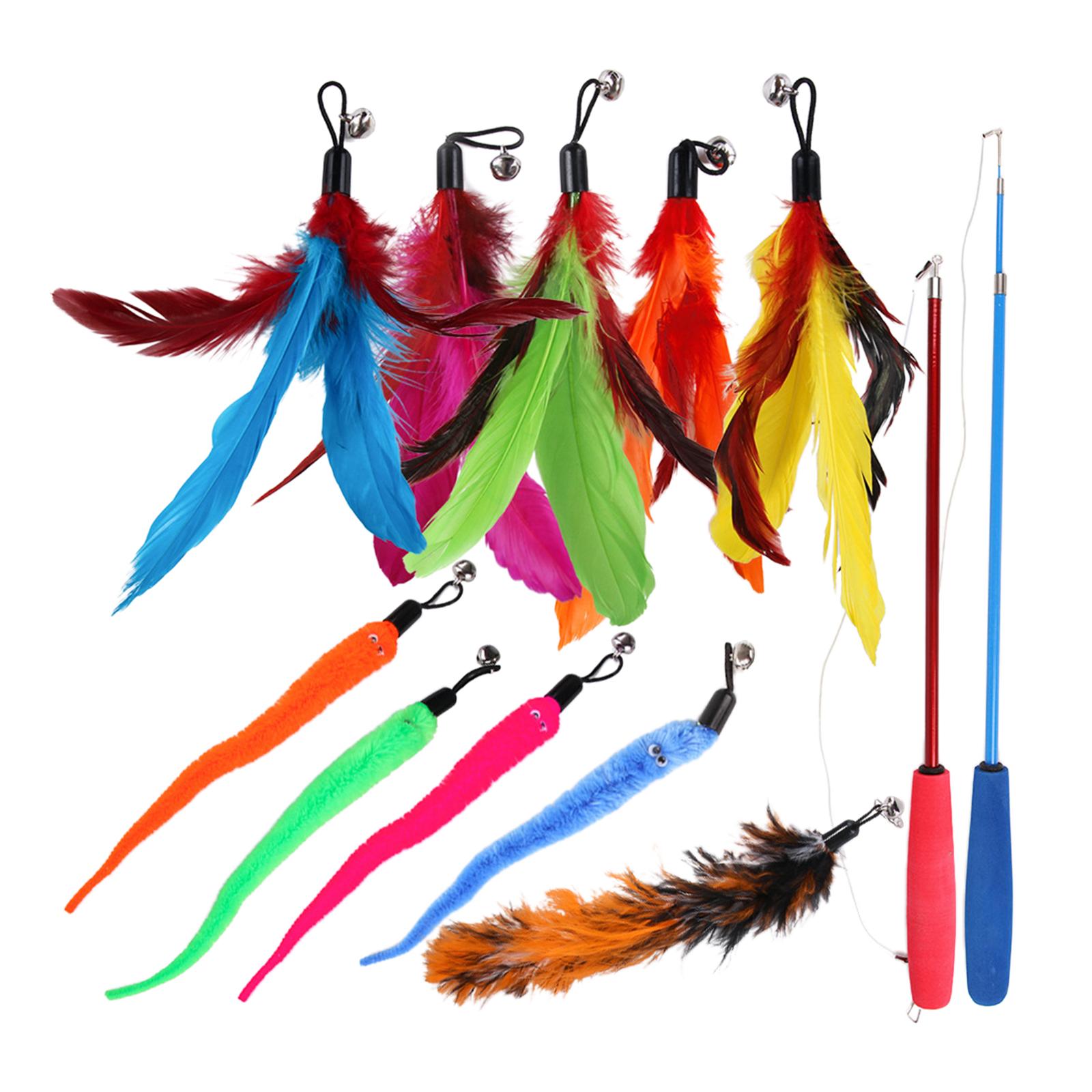 Funny Cat Feather Teaser Wand Toys with 10 Refills Training Toy Pet Supplies