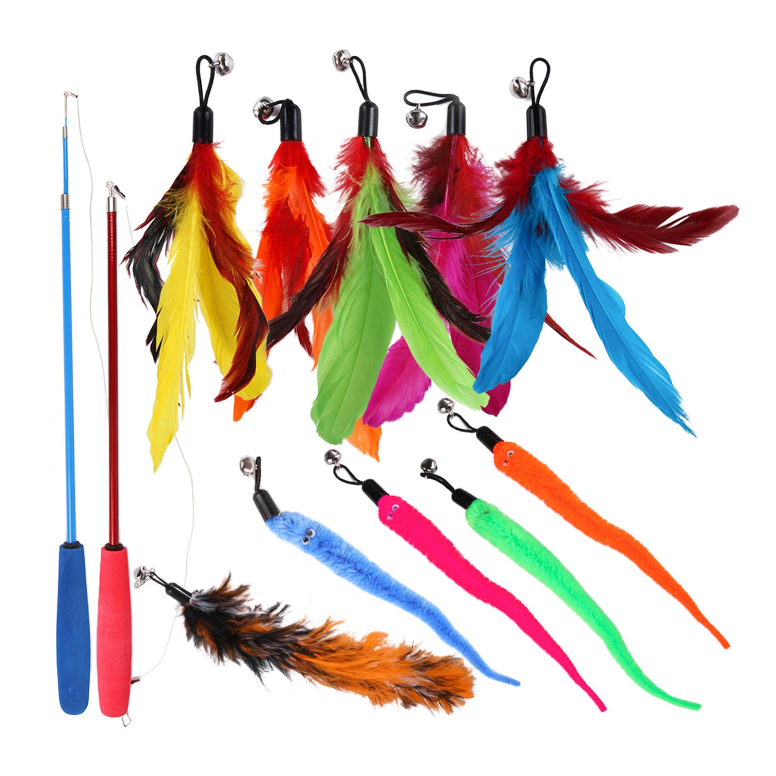 Funny Cat Feather Teaser Wand Toys with 10 Refills Training Toy Pet Supplies