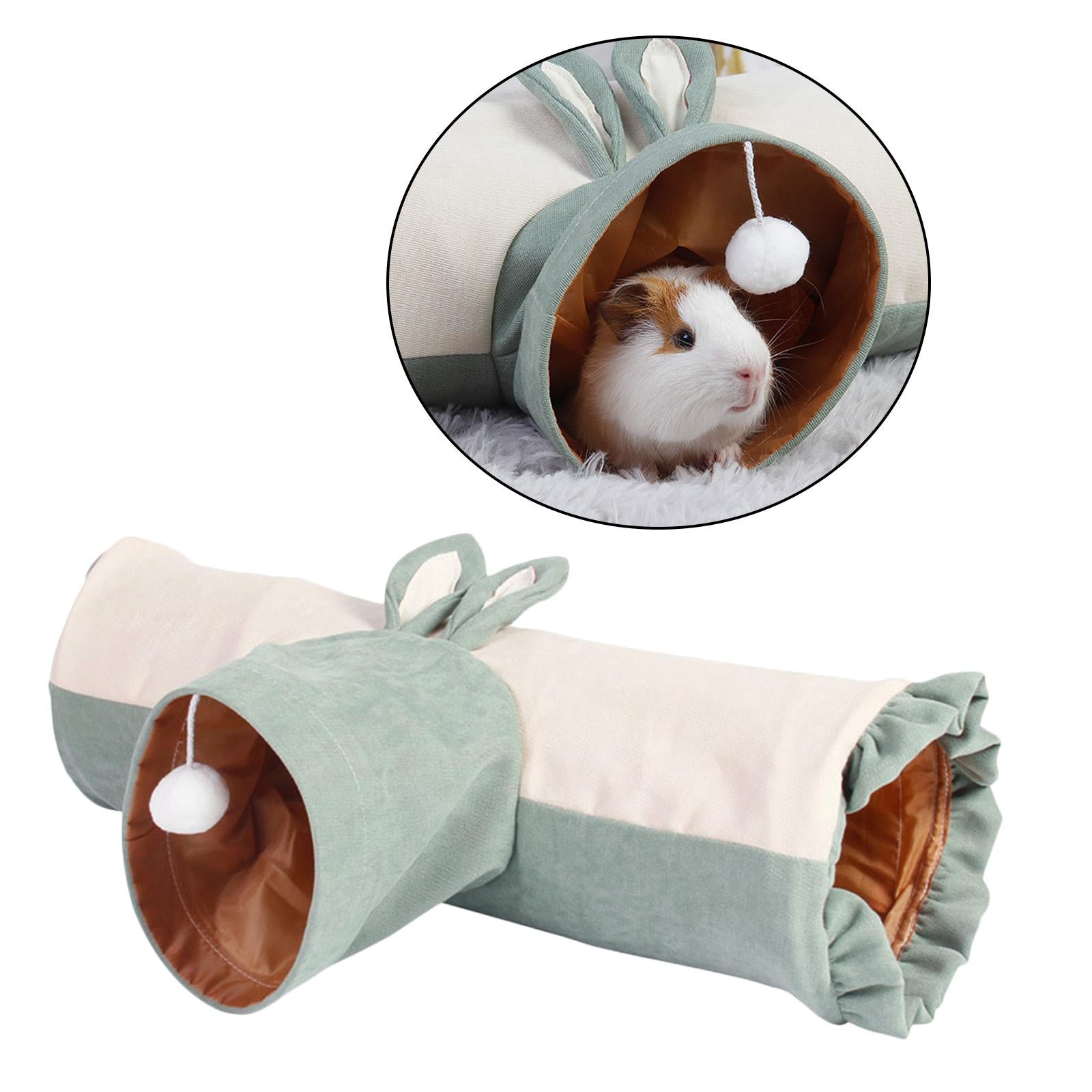 Guinea Pig Tunnel Pet 3 Way Collapsible Play Toy Hideout for Hamster Rabbit Green Rabbit