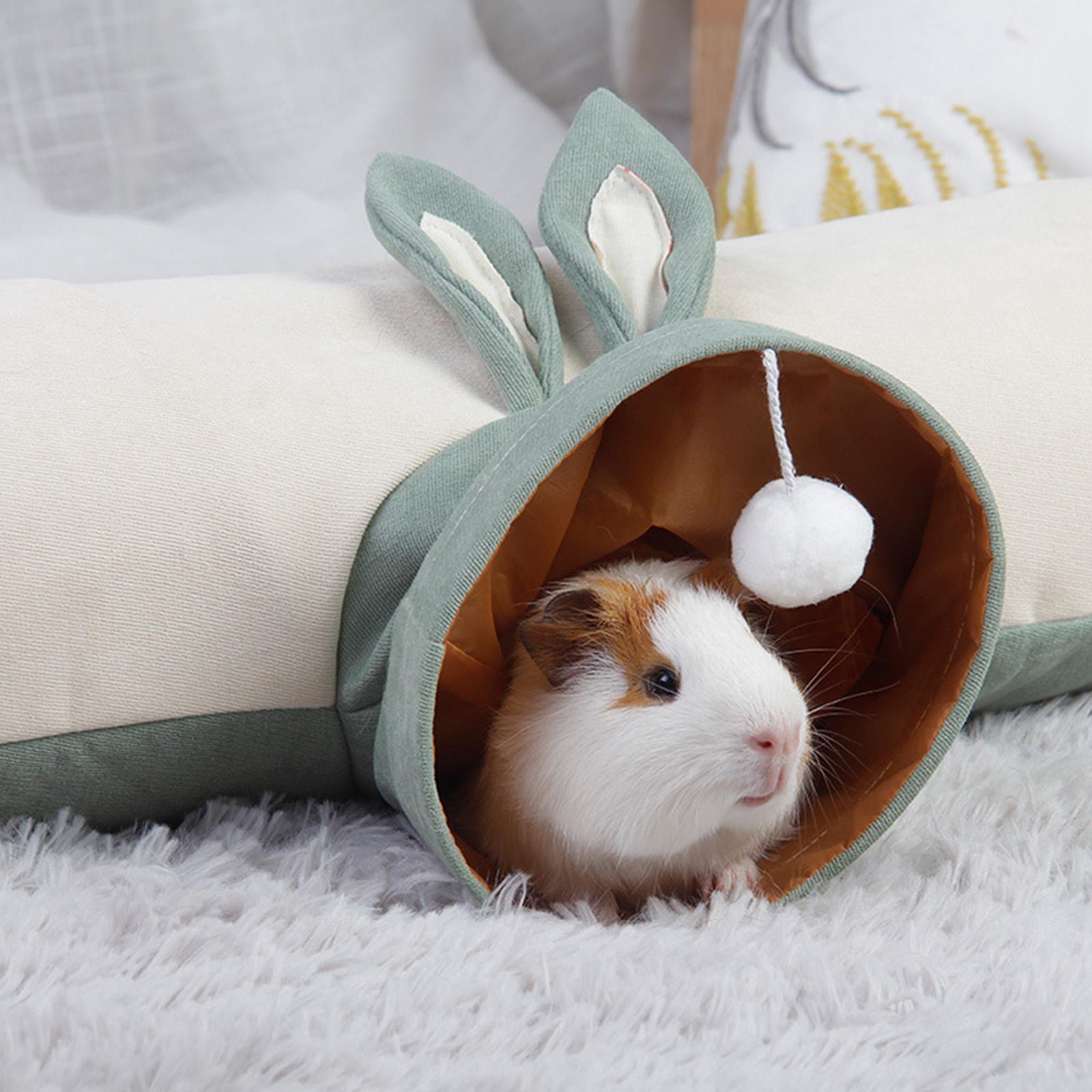 Guinea Pig Tunnel Pet 3 Way Collapsible Play Toy Hideout for Hamster Rabbit Green Rabbit