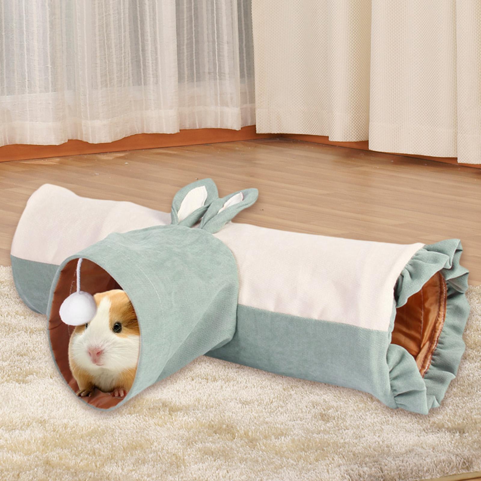 Guinea Pig Tunnel Pet 3 Way Collapsible Play Toy Hideout for Hamster Rabbit Green Rabbit