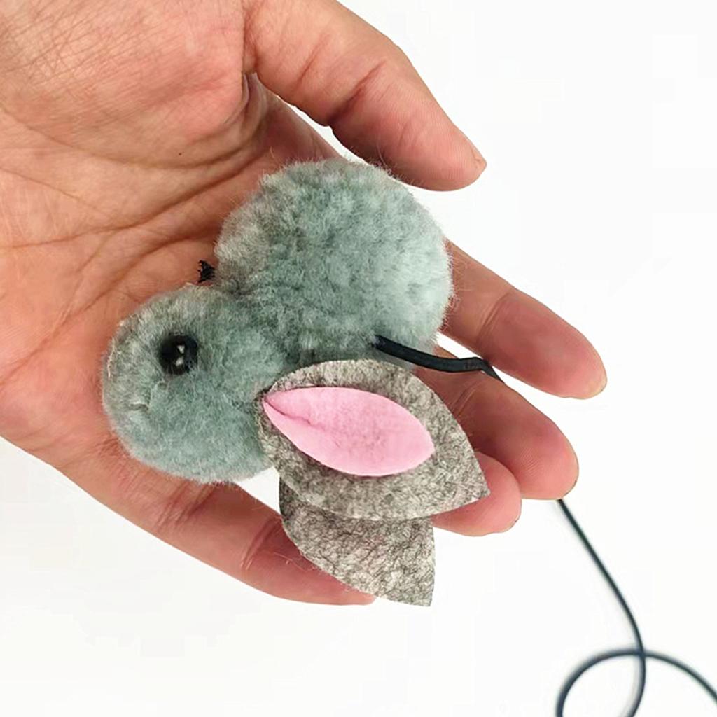 Cat Rabbit Toy Hanging Retractable Plush Exerciser Funny Cat Toys for Window Gray