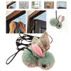 Cat Rabbit Toy Hanging Retractable Plush Exerciser Funny Cat Toys for Window Gray