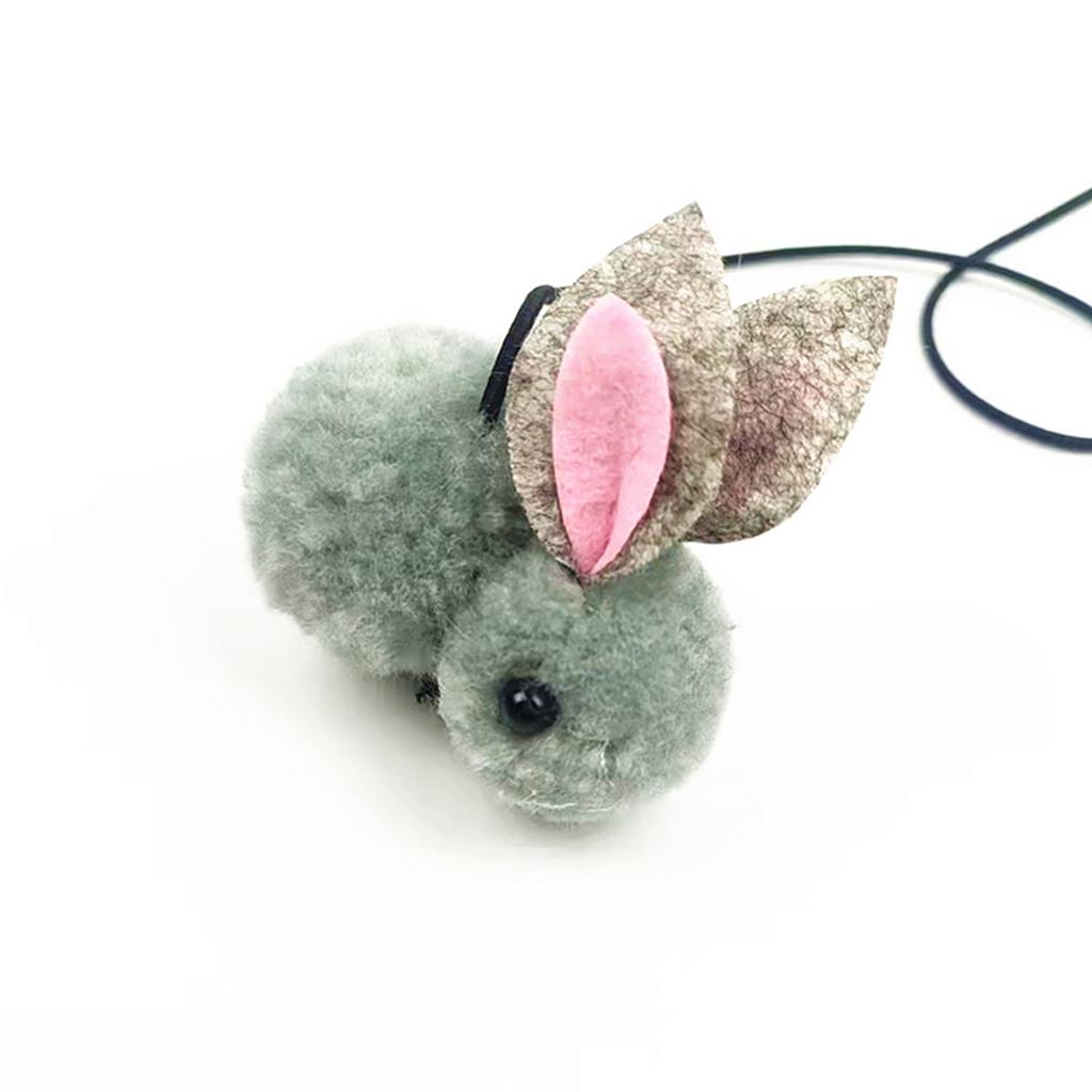 Cat Rabbit Toy Hanging Retractable Plush Exerciser Funny Cat Toys for Window Gray