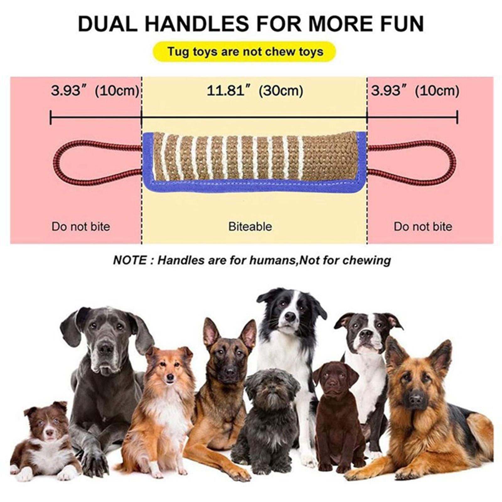 Durable Dog Bite Tug Toy Interactive Play W/ 2 Handles for Puppy Practical