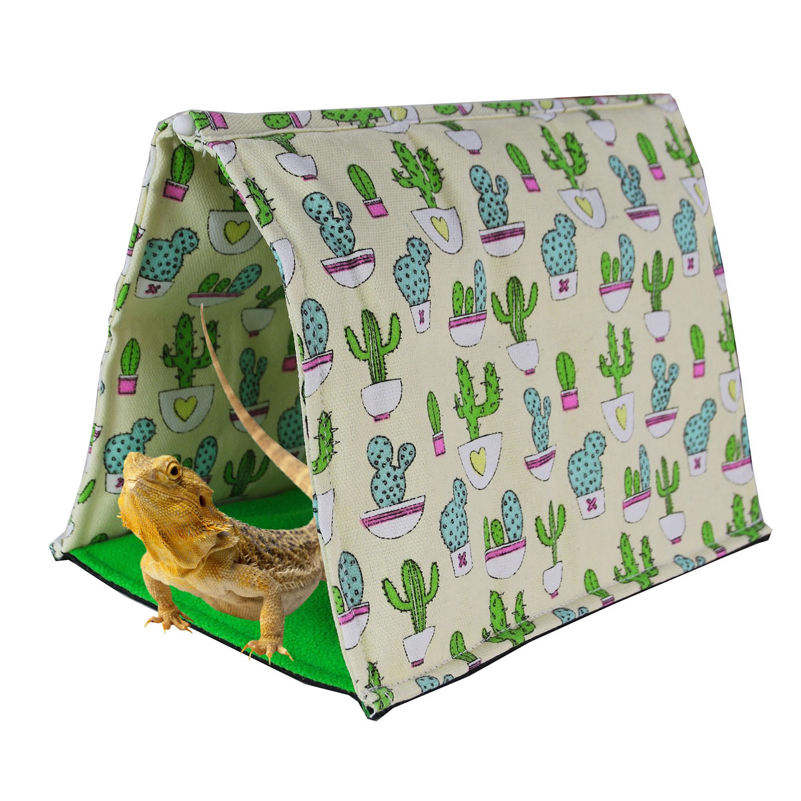 Reptile Hide Bed Rest for Chameleons Terrarium Habitat Decor Accessories Green Cactus