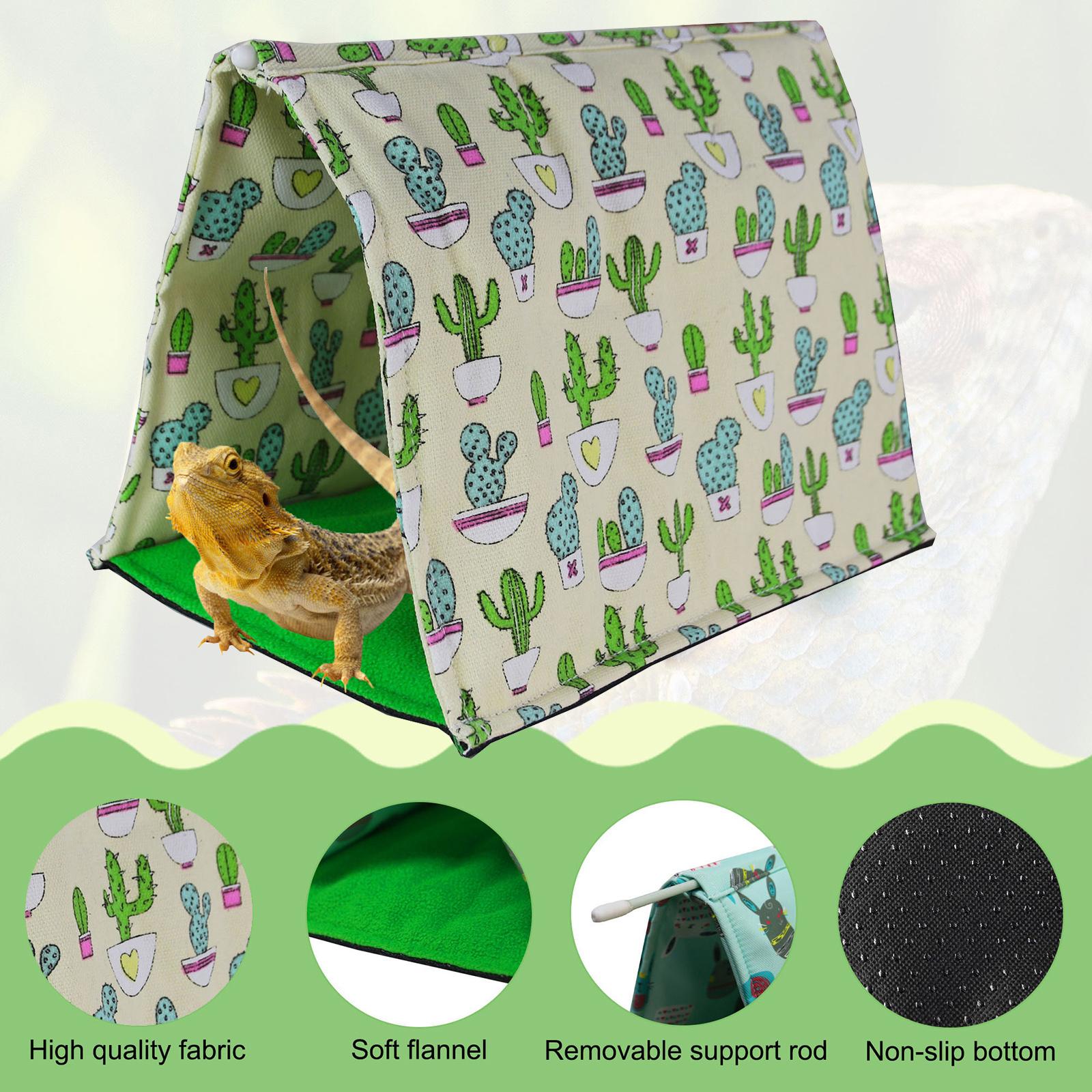 Reptile Hide Bed Rest for Chameleons Terrarium Habitat Decor Accessories Green Cactus