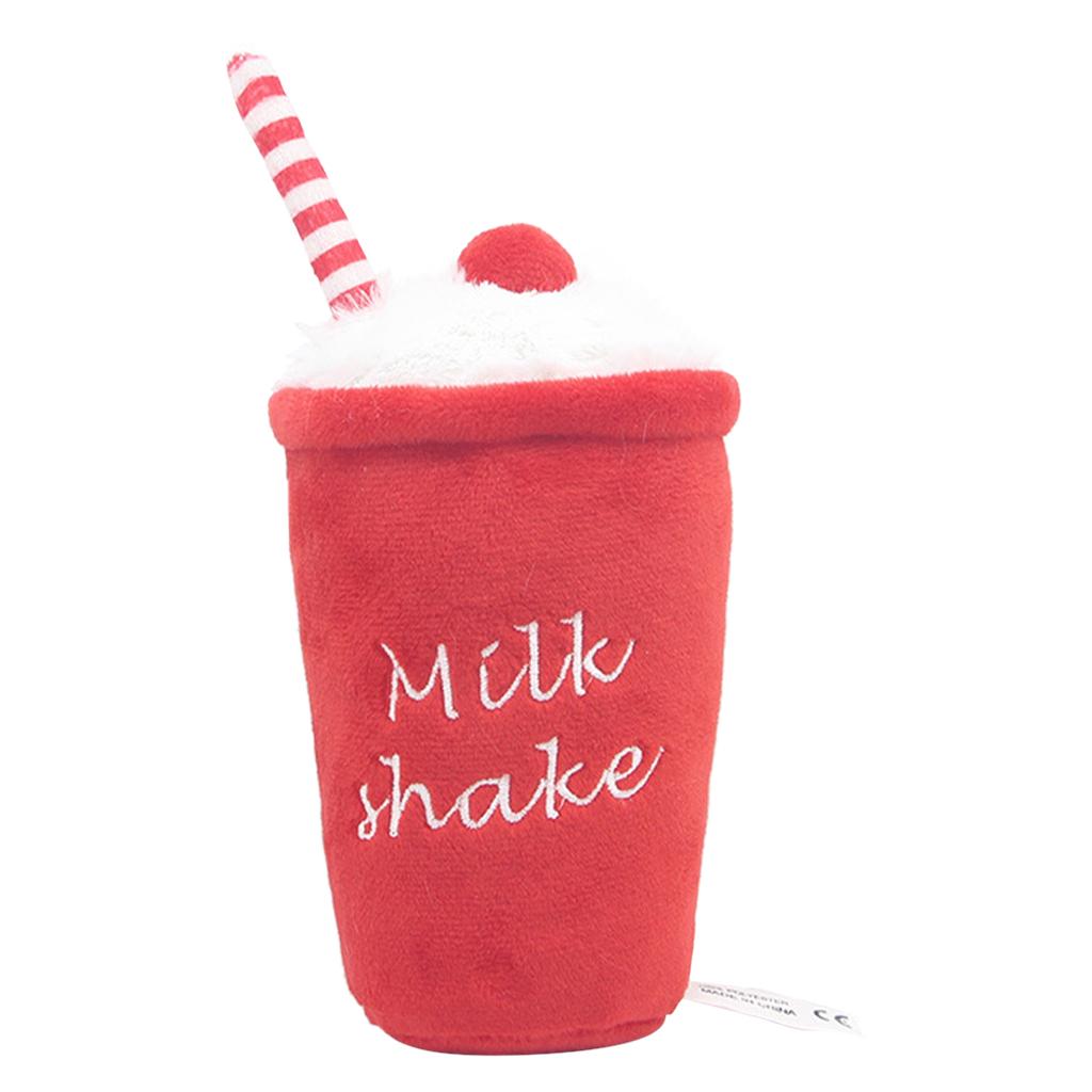Dog Squeaky Toy Durable Funny Reducing Boredom Fast Food Shape Milkshake Cup
