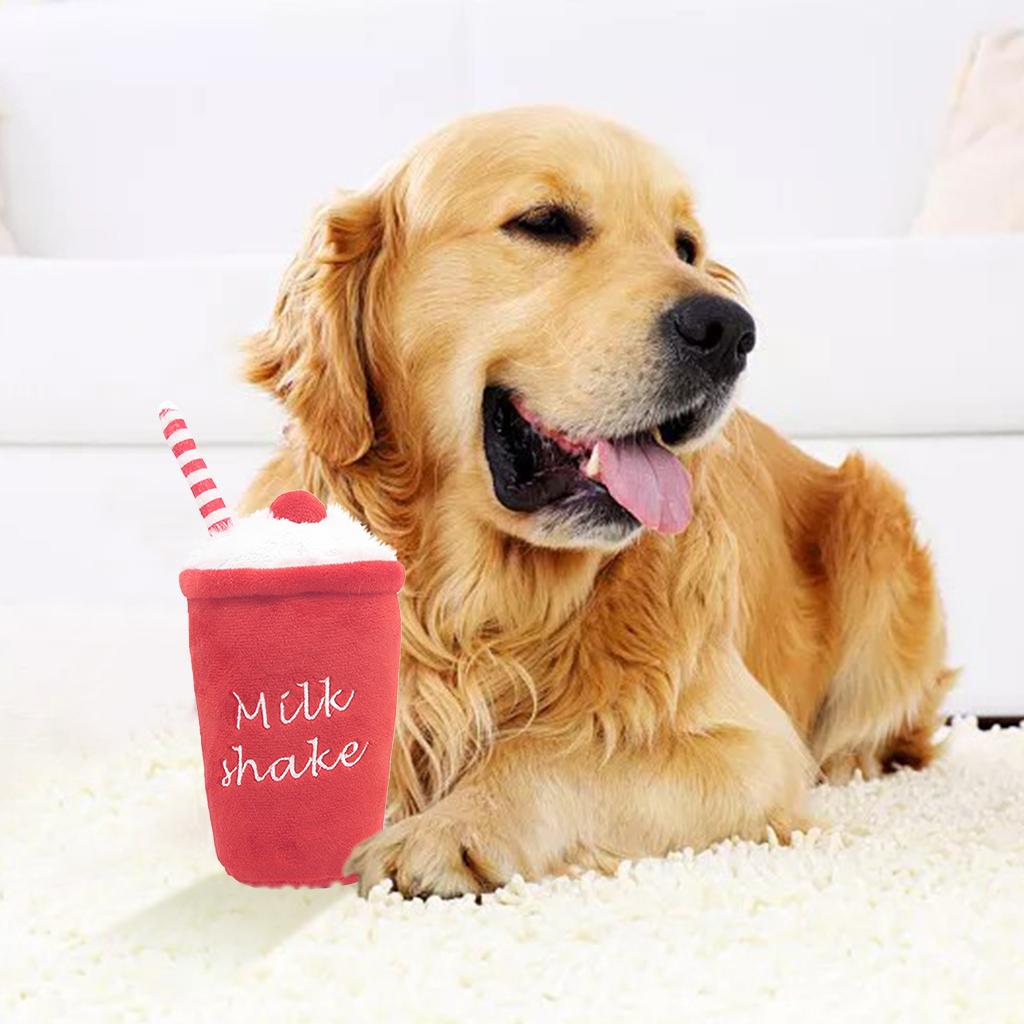 Dog Squeaky Toy Durable Funny Reducing Boredom Fast Food Shape Milkshake Cup