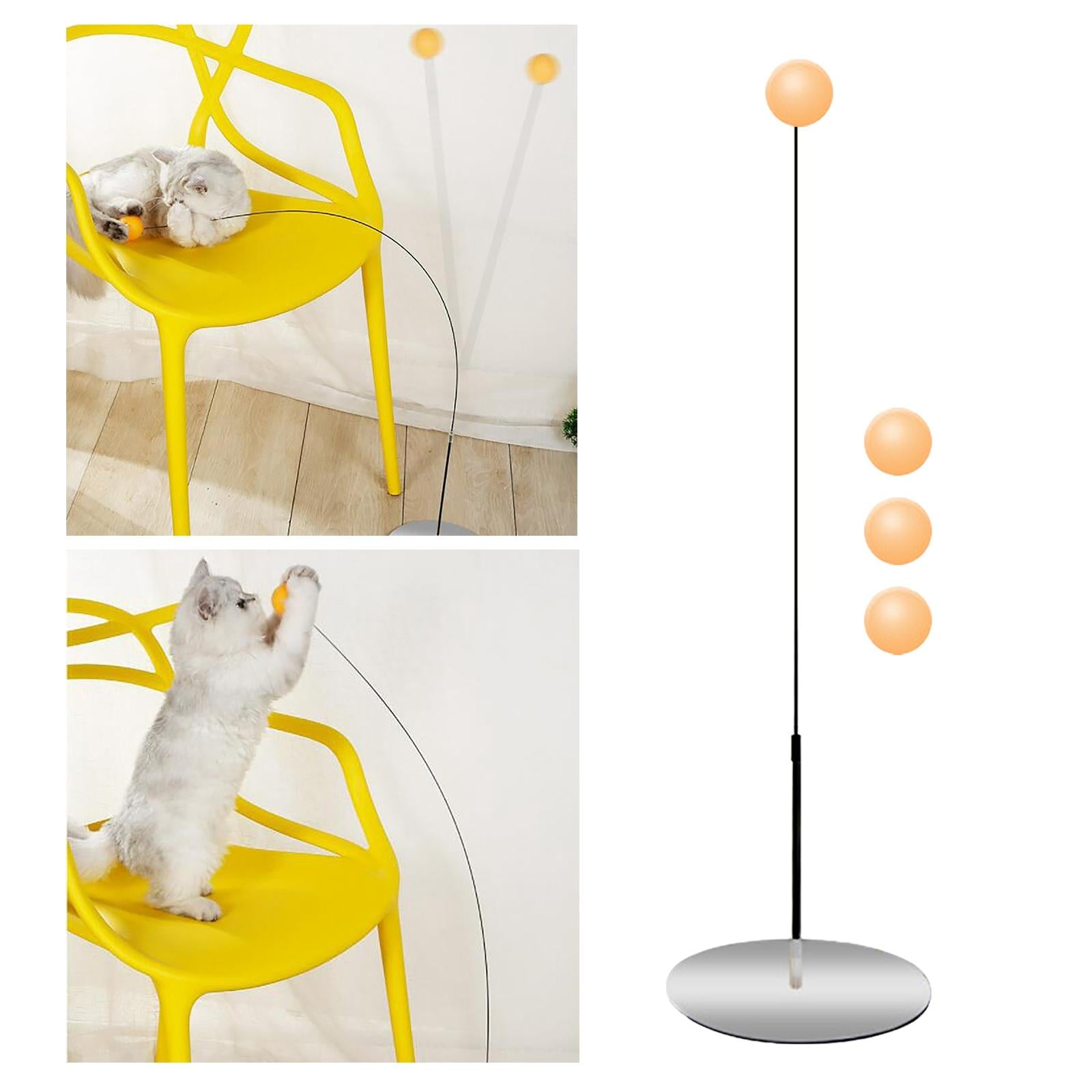 Funny Cat Wand Toy with Long-Rod IQ Improving 4 Balls for Cat Kittens Catch