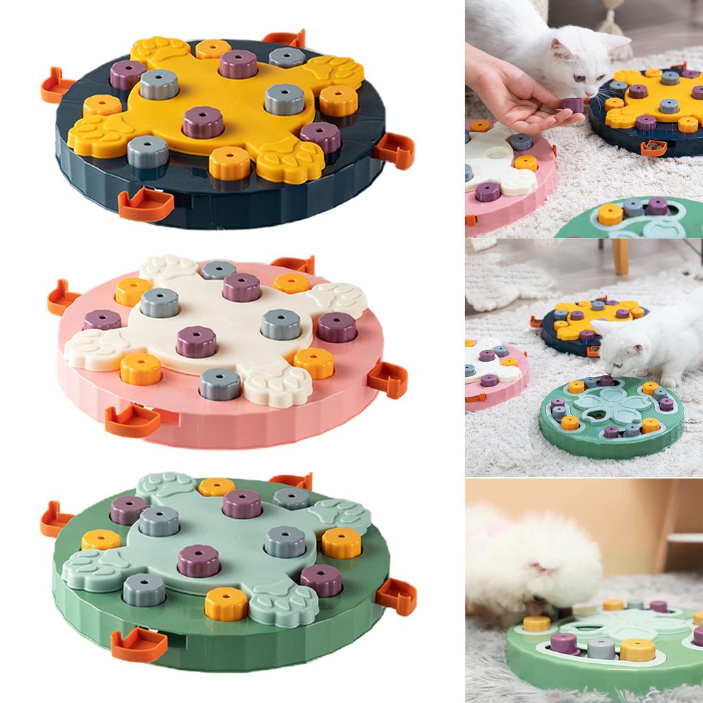 Pet Dog Puzzle Game IQ Training Toy Interactive Food Dispensing Puzzle Plate Blue