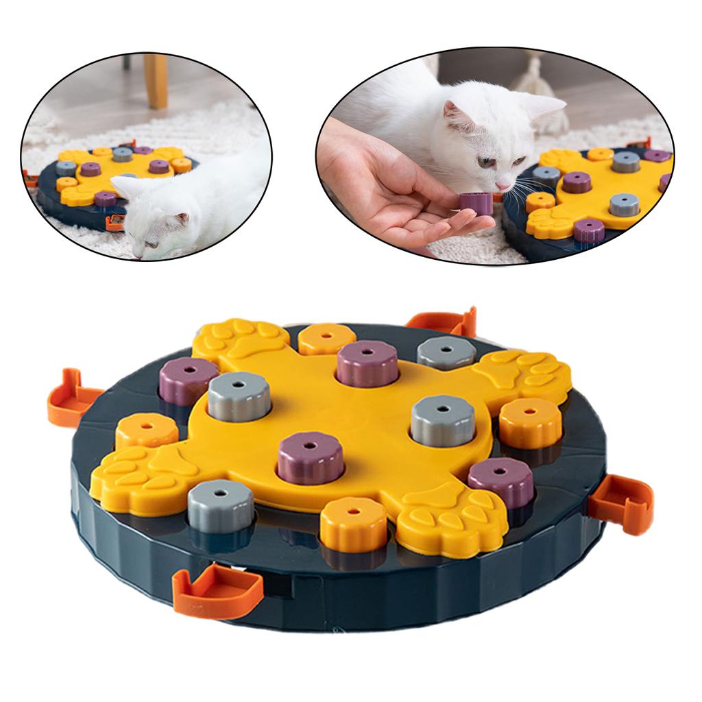 Pet Dog Puzzle Game IQ Training Toy Interactive Food Dispensing Puzzle Plate Blue