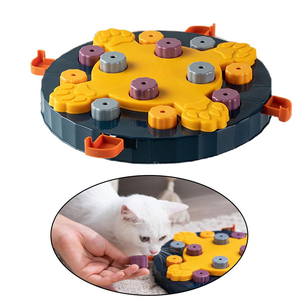 Pet Dog Puzzle Game IQ Training Toy Interactive Food Dispensing Puzzle Plate Blue