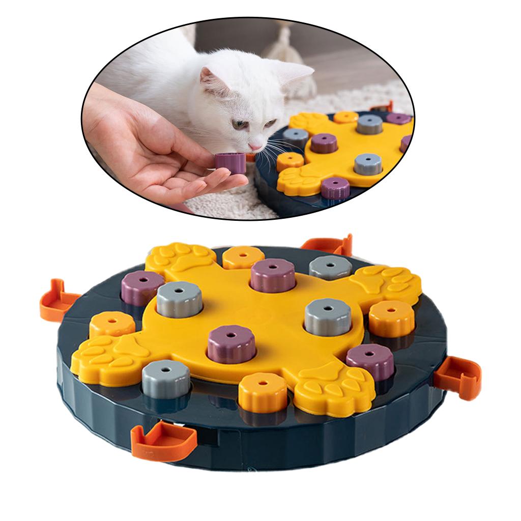 Pet Dog Puzzle Game IQ Training Toy Interactive Food Dispensing Puzzle Plate Blue