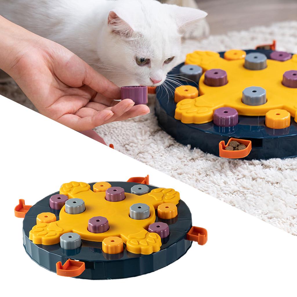 Pet Dog Puzzle Game IQ Training Toy Interactive Food Dispensing Puzzle Plate Blue