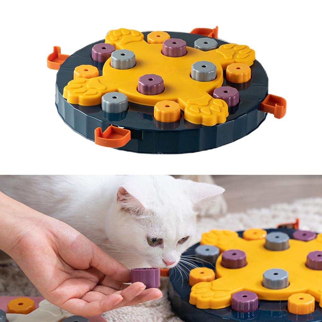 Pet Dog Puzzle Game IQ Training Toy Interactive Food Dispensing Puzzle Plate Blue