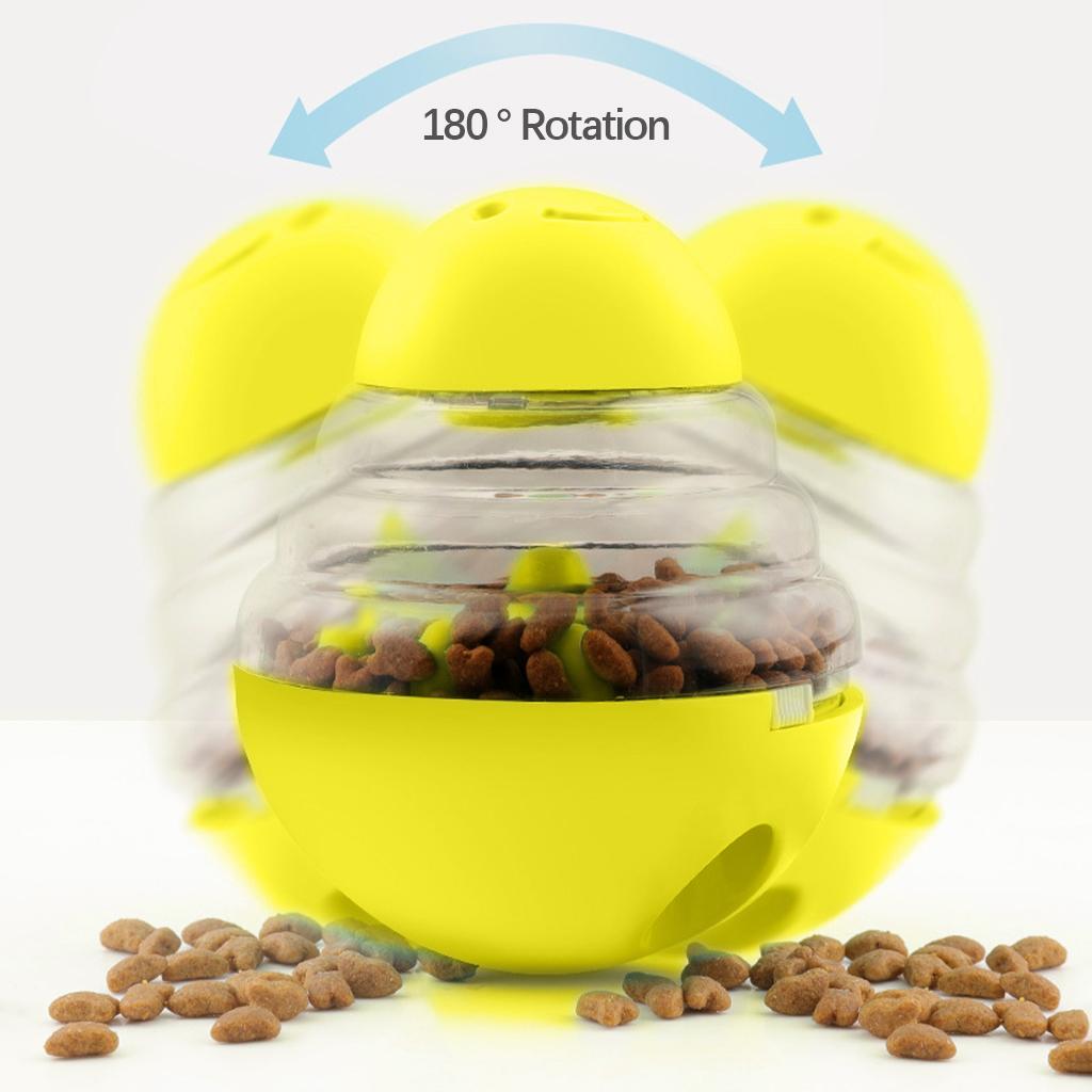 Pet Food Leakage Treat Dispenser Dog Interactive Tumbler Puppy Toy Yellow