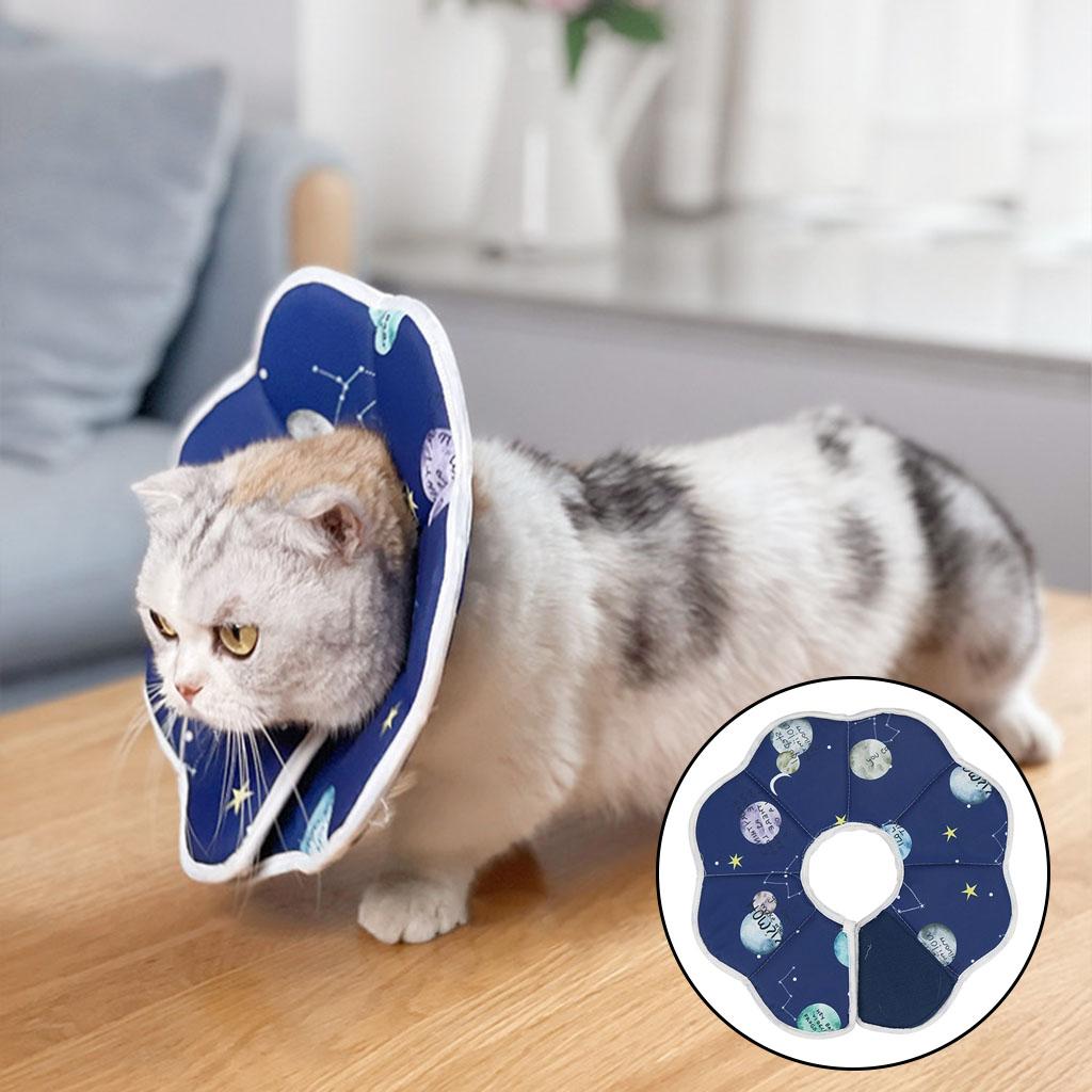 Adjustable Cat Collar Waterproof Comfy for Dog Anti-Bite Protective Wound Constellation M