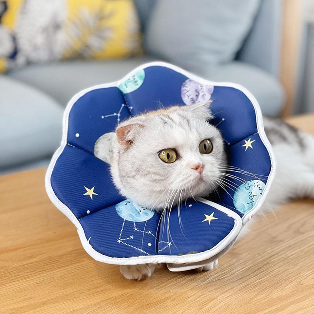 Adjustable Cat Collar Waterproof Comfy for Dog Anti-Bite Protective Wound Constellation M