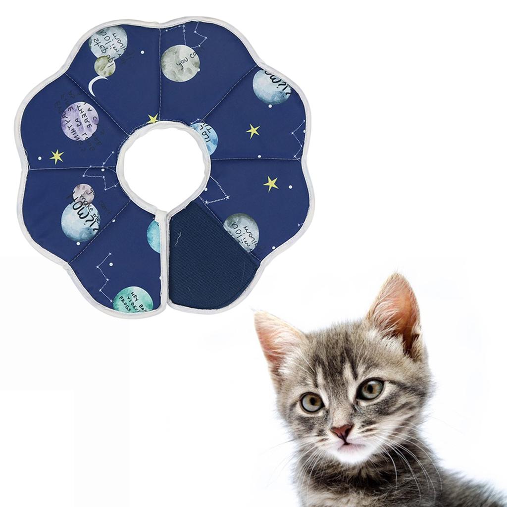 Adjustable Cat Collar Waterproof Comfy for Dog Anti-Bite Protective Wound Constellation M