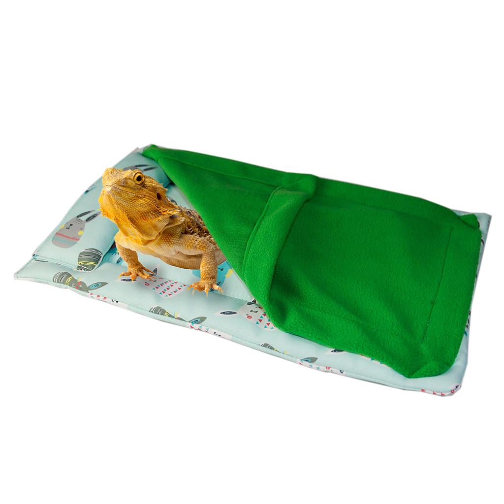 Warm Reptile Sleeping Bag Lizard Bed Mat Gecko Chameleons Supplies Green