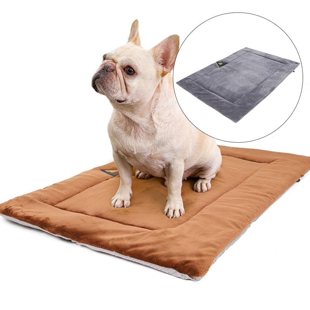 Dog Bed Mat Blanket Pet Crate Cushion Home Travel Puppy Kitten Sleeping Pad Gray M