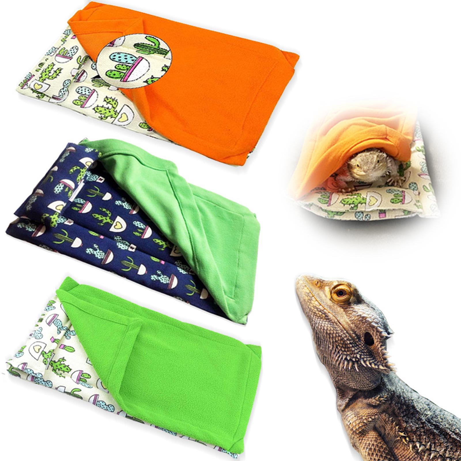 Reptile Sleeping Bag with Pillow and Blanket Bearded Dragon Hideout Habitat Blue and Green