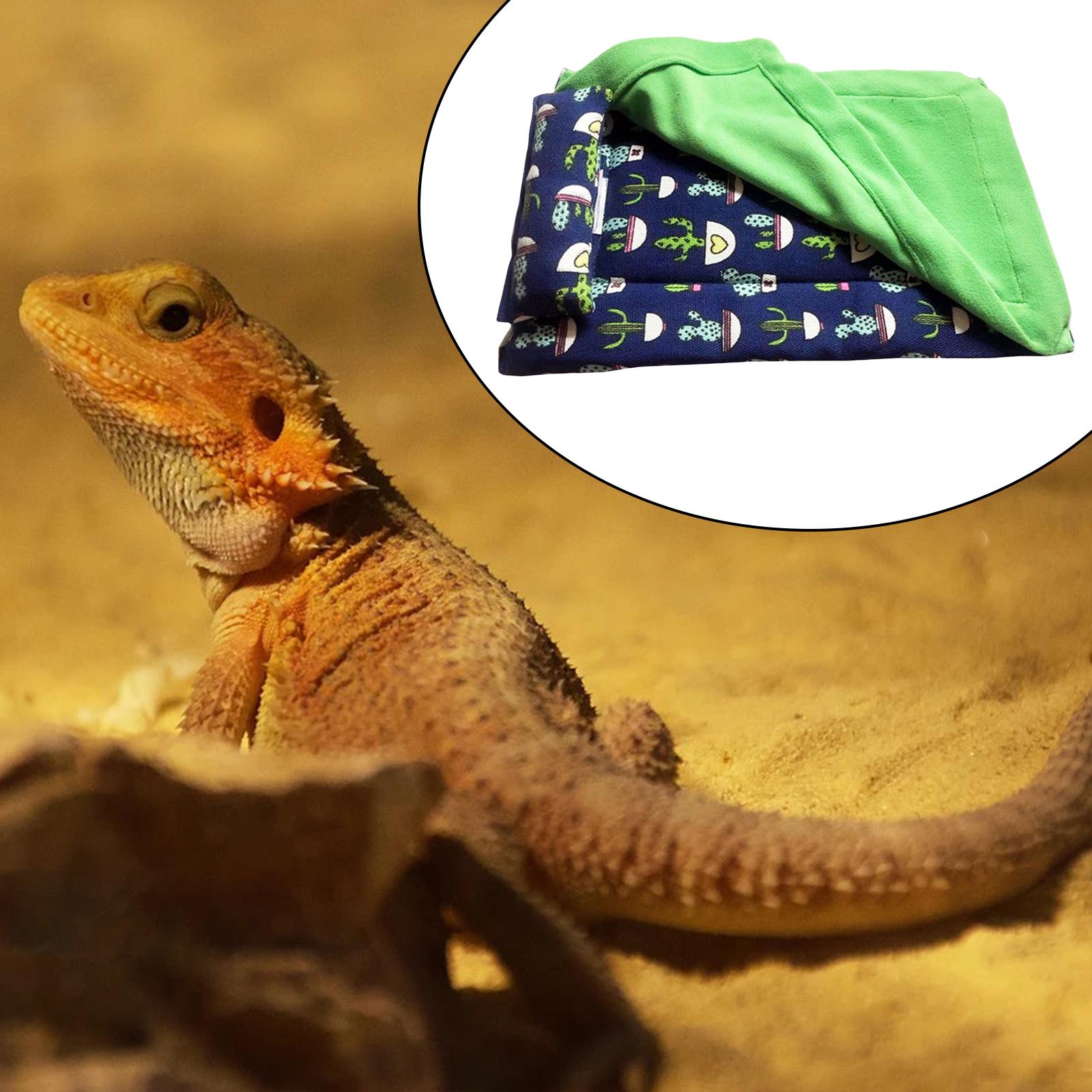 Reptile Sleeping Bag with Pillow and Blanket Bearded Dragon Hideout Habitat Blue and Green