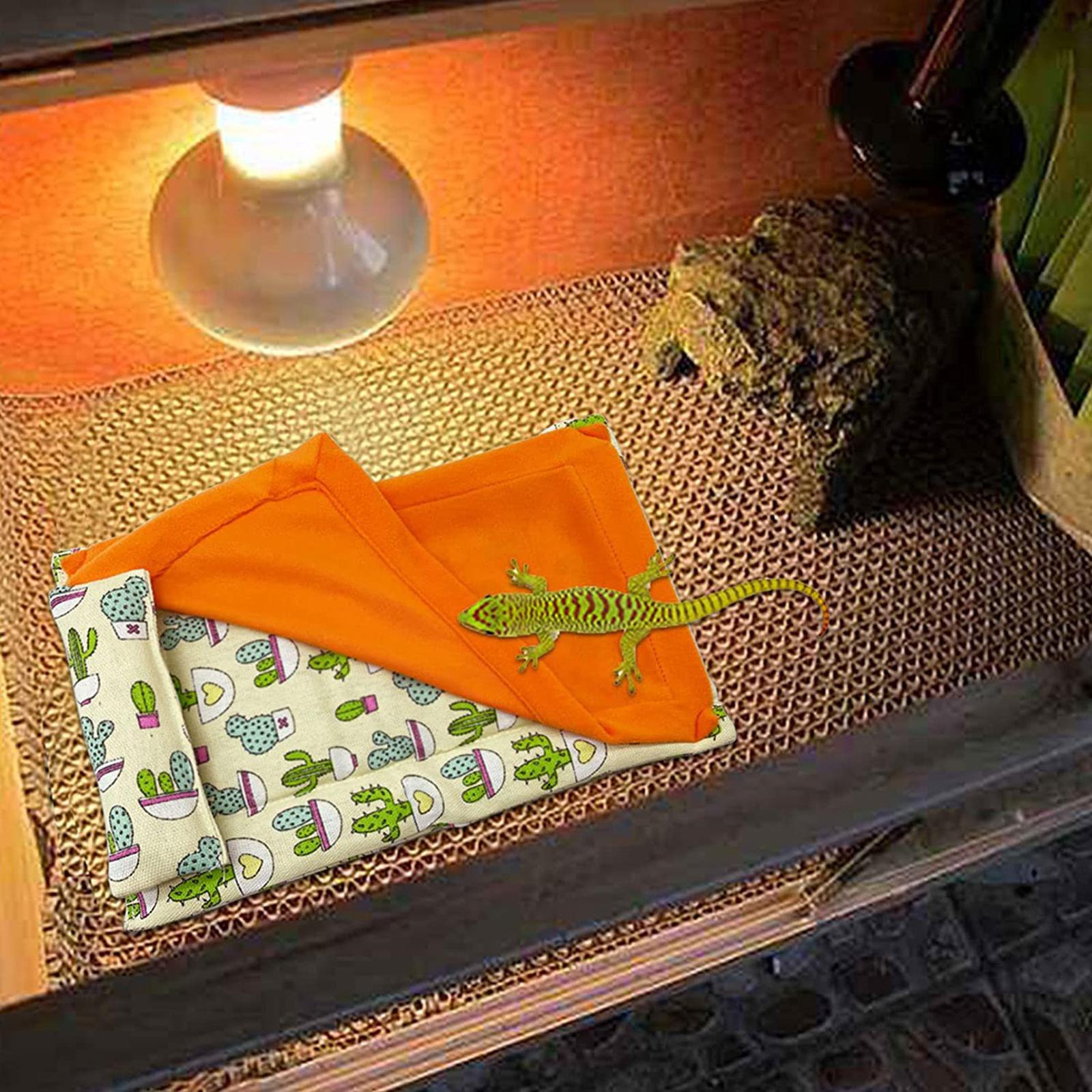 Reptile Sleeping Bag with Pillow and Blanket Bearded Dragon Hideout Habitat Beige and Orange