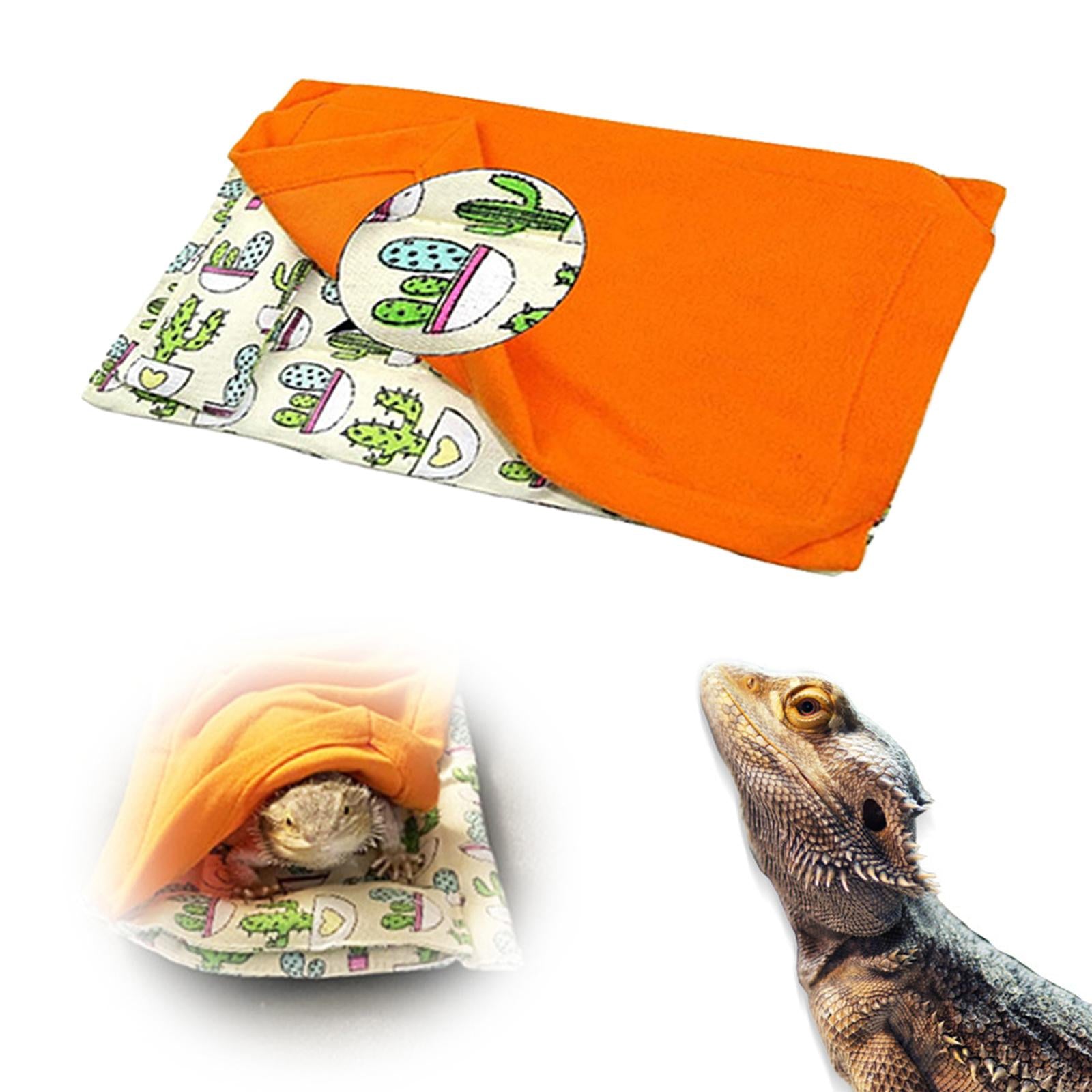 Reptile Sleeping Bag with Pillow and Blanket Bearded Dragon Hideout Habitat Beige and Orange