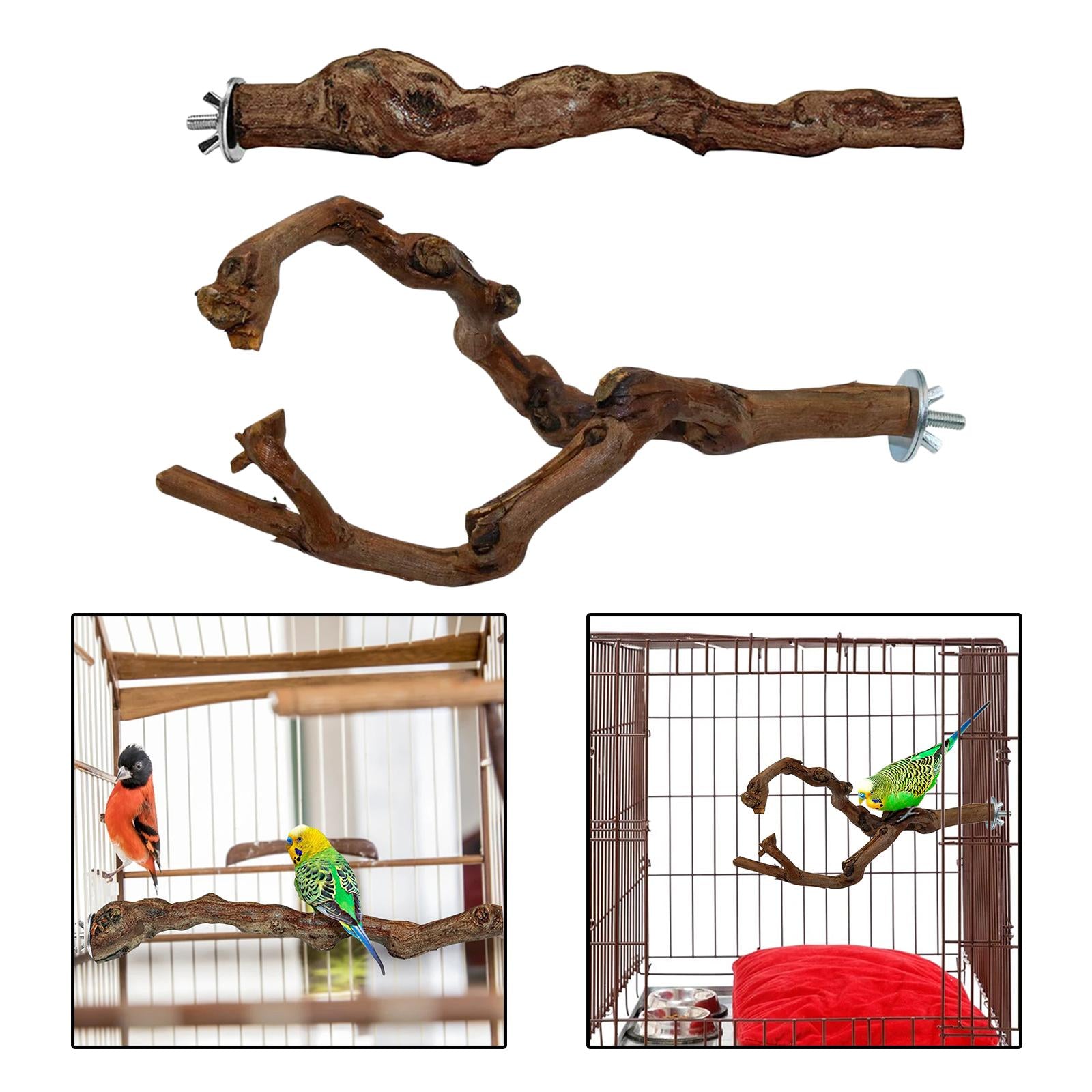 Wood Fork Hanging Parrot Stand Tree Branch Resk Holder Toys Perches Grinding One Branches