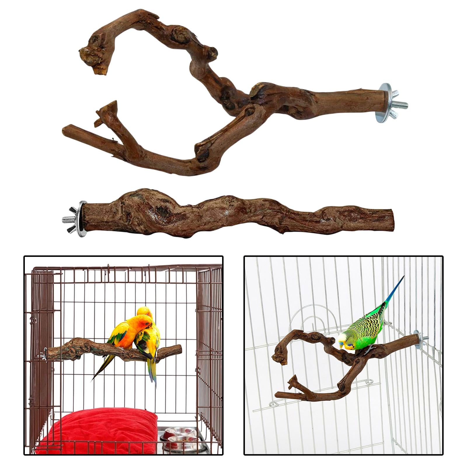 Wood Fork Hanging Parrot Stand Tree Branch Resk Holder Toys Perches Grinding One Branches