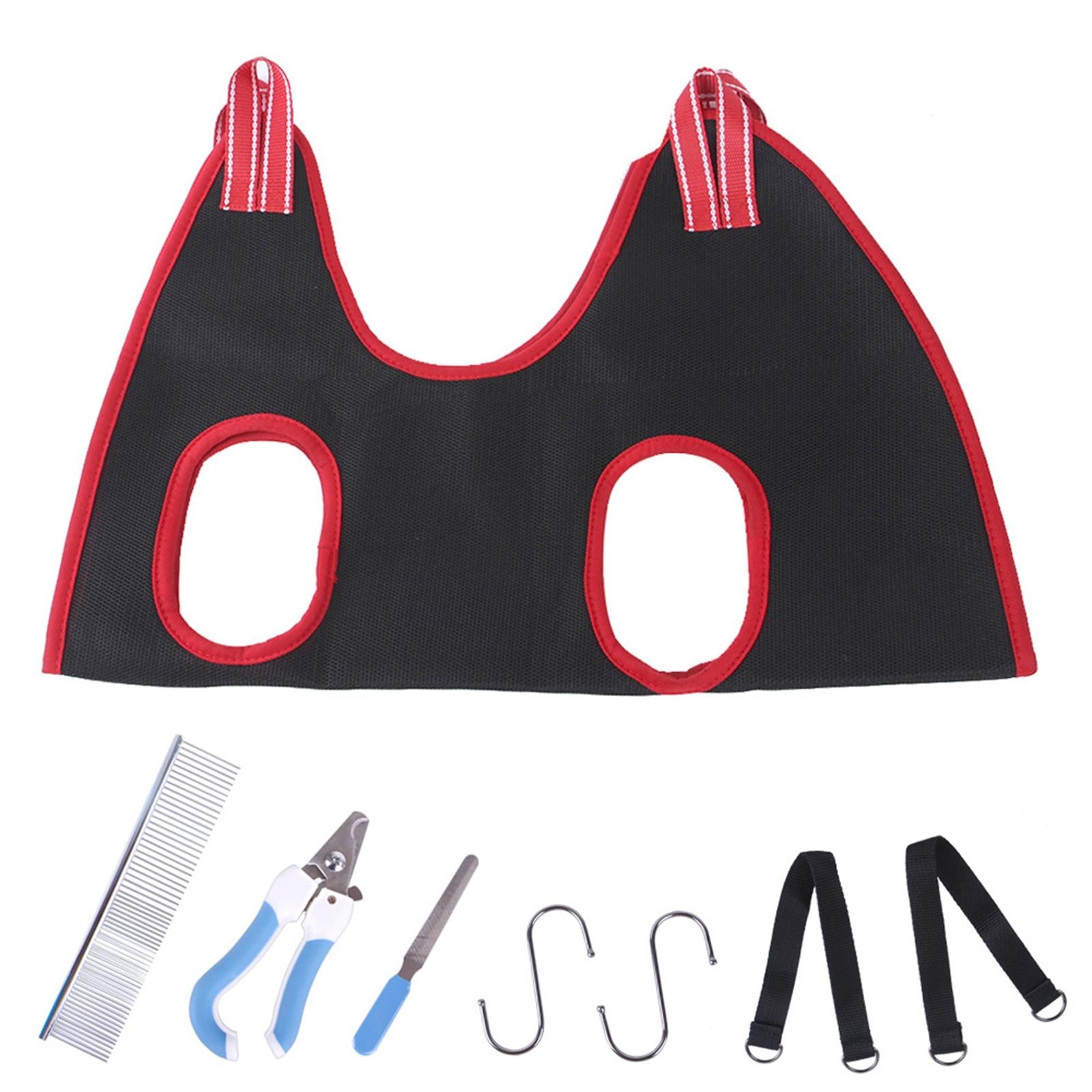 Breathable Pet Grooming Hammock Helper Restraint Bag Cats Examine Red S