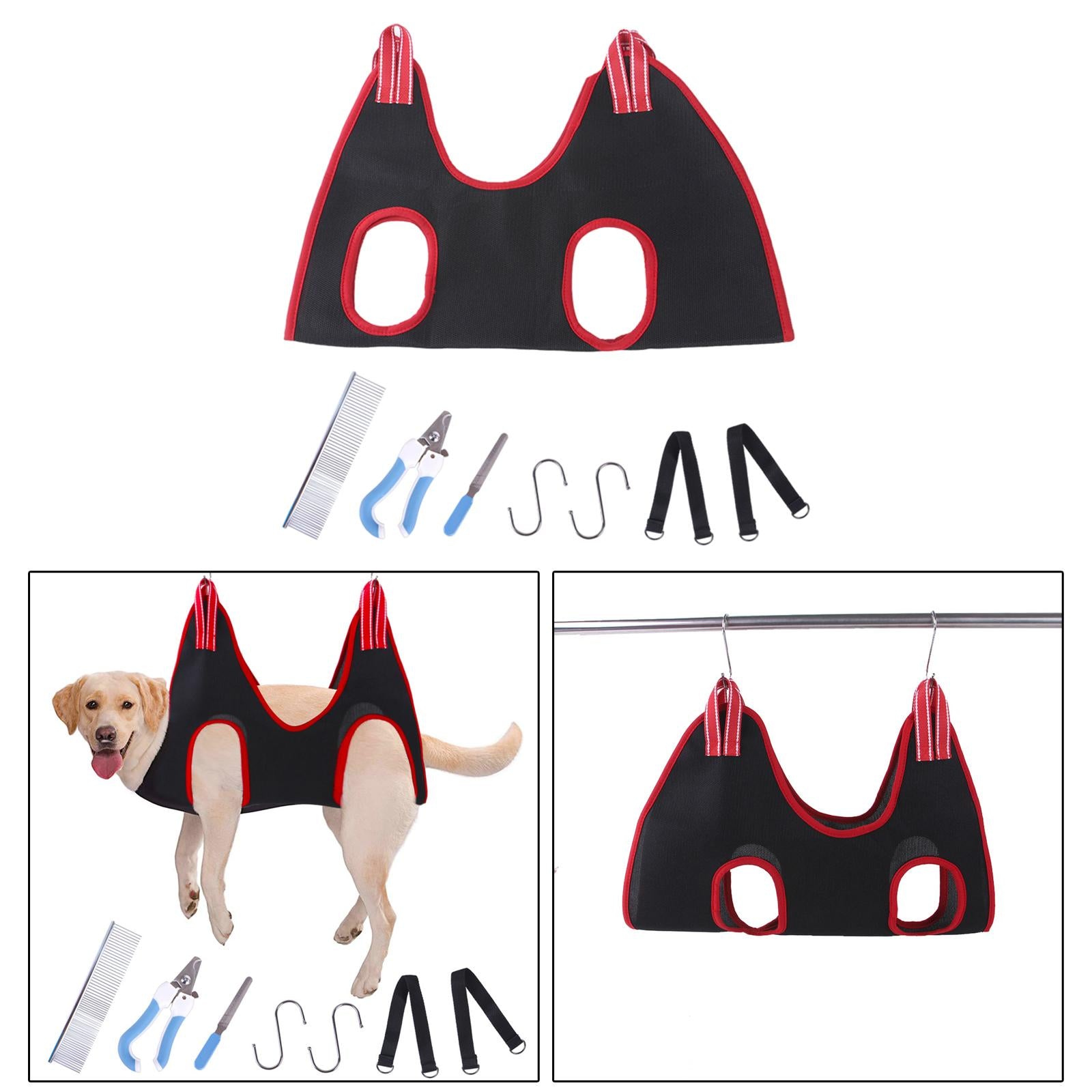 Breathable Pet Grooming Hammock Helper Restraint Bag Cats Examine Red S