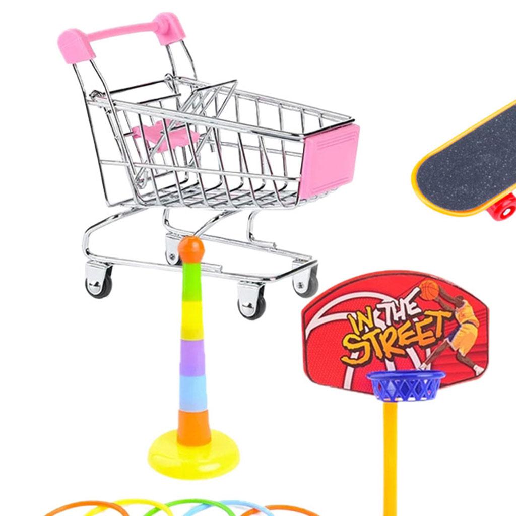 4Pcs/Set Parrot Toys Set Shopping Cart Basketball for Conure Tabletop Cage