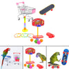 4Pcs/Set Parrot Toys Set Shopping Cart Basketball for Conure Tabletop Cage