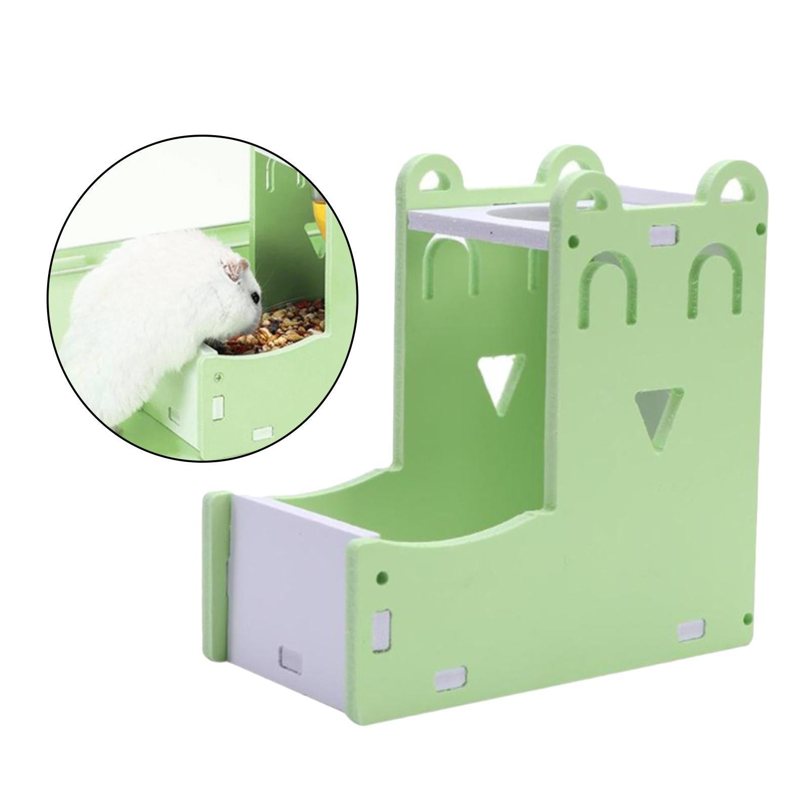 Food Bowl Gravity Pet Feeder Head Pipe Fountain for Dwarf Hamster Green