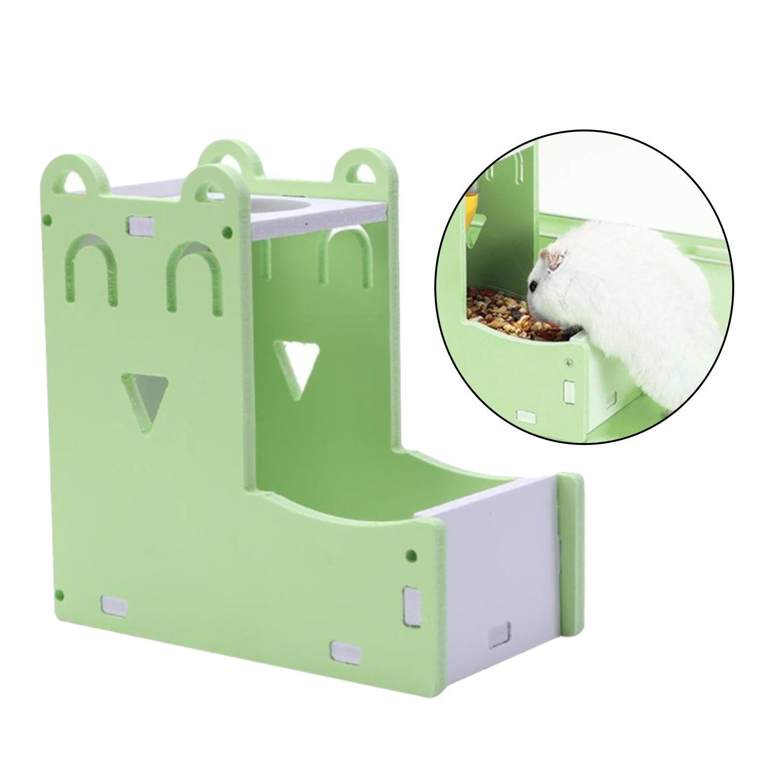 Food Bowl Gravity Pet Feeder Head Pipe Fountain for Dwarf Hamster Green