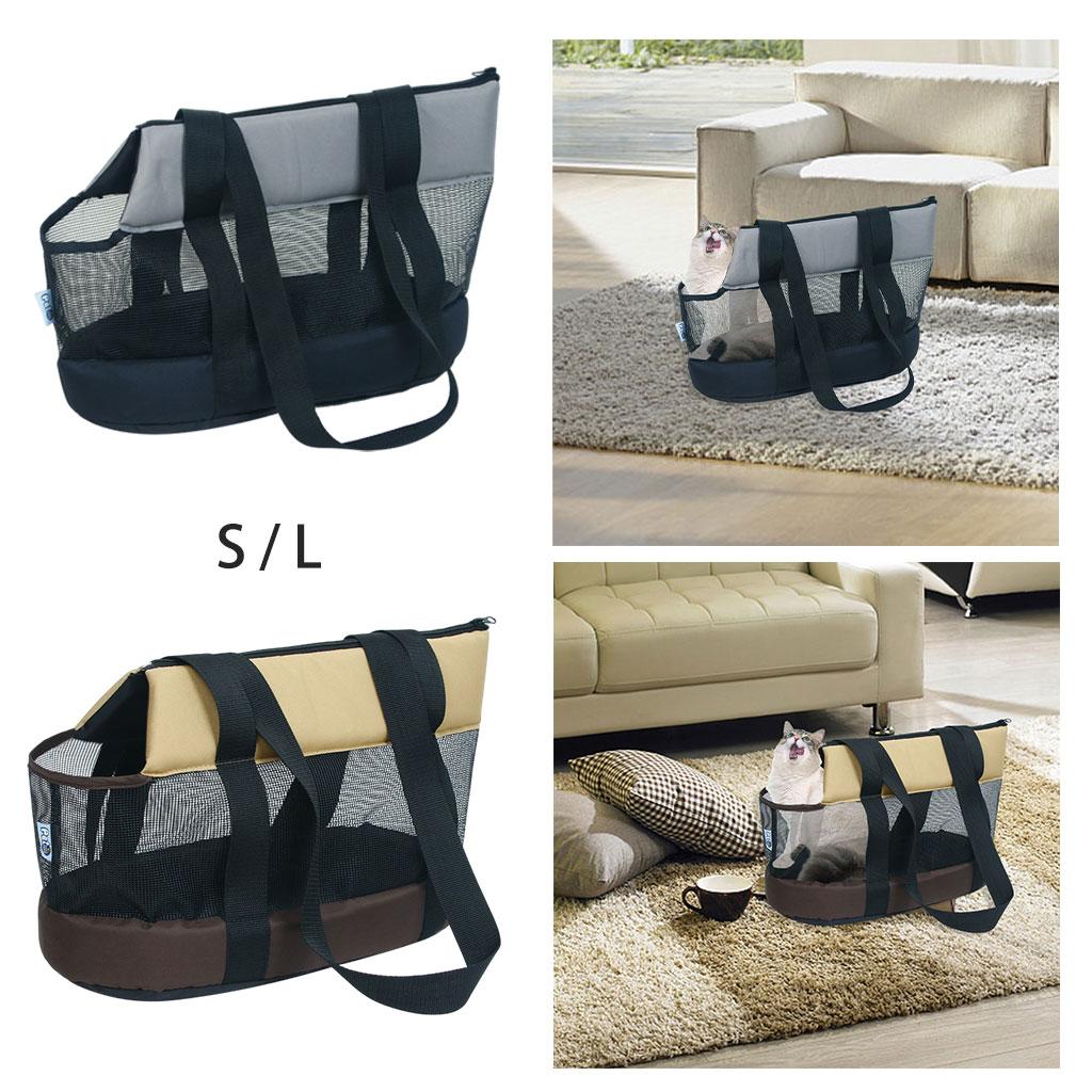 Small Pet Cats Dogs Carrier Air Vents Mesh Shoulder Bag Carrying Bag Black S