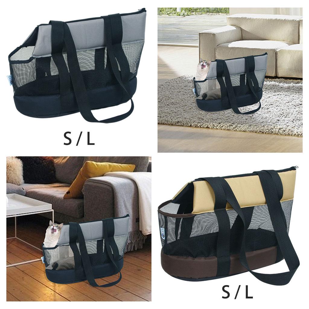 Small Pet Cats Dogs Carrier Air Vents Mesh Shoulder Bag Carrying Bag Black S